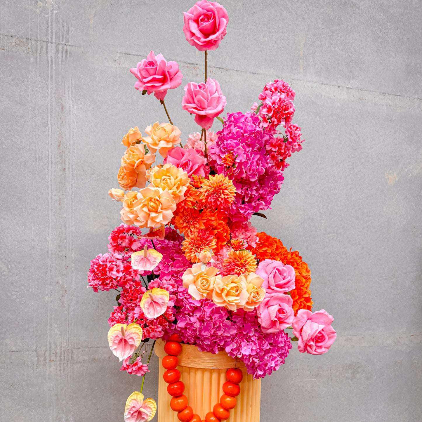 Sorbet Pillar Faux Floral Arrangement