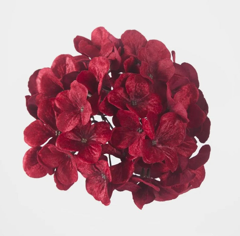 Opulence Velvet Hydrangea Flower Clip On Red X250592